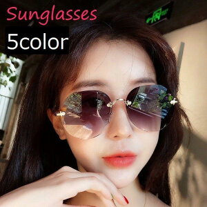 サングラス レディース 女性 ファッション小物 丸型 ヘキサゴン カラーレンズ ゴールドフレーム UV400 グラデーション バイカラー ブルー グレ