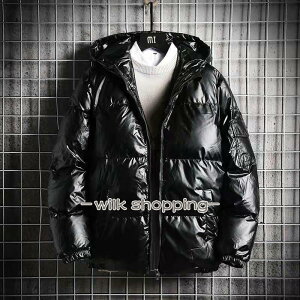 ダウン メンズ フード付き ピカピカ 光沢感 中綿ダウンコート 厚手 アウター 軽量 防寒 冬服 冬 ジャンパー 大きいサイズ