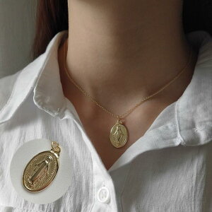 ネックレス ペンダント レディース 女性用 アクセサリー シルバー ゴールドカラー レリーフ風 不思議のメダイ メダル マリア ゴールドカラー おしゃ
