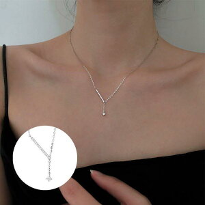 ネックレス ペンダント レディース 女性 アクセサリー ファッション小物 チェーン 鎖 Y字 ラインストーン バー おしゃれ かわいい きれい おでか