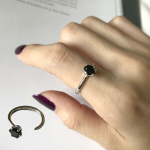 指輪 リング オープンリング シルバー925 アクセサリー レディース 女性 ブラック 黒 シンプル かわいい おしゃれ ギフト プレゼント