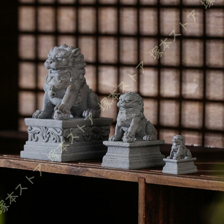 楽天市場】狛犬 置物 獅子 シーサー玄関 神棚 風水 獅子 狛犬 雄雌 