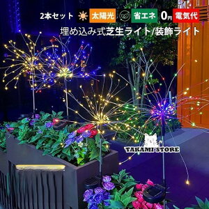 2本セット LED ソーラーライト 花火 蒲公英 タンポポ ガーデンライト 屋外照明器具 埋め込み式 自動点灯/消灯 明暗センサー 防雨 太陽光 ソーラー充電 庭園 外灯