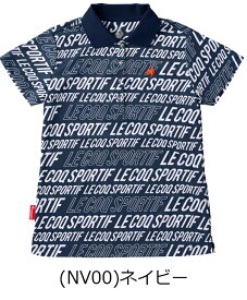 【残り、ネイビーMサイズのみ】ルコック 春夏モデル レディース 半袖シャツ QGWTJA05 【22】lecoq golf ロゴグラフィック総柄シャツ