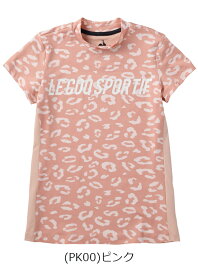 【残り、ピンクSサイズ、1枚限り】ルコック 春夏モデル レディース 半袖シャツ QGWTJA22【22】lecoq golf レオパードモックネックシャツ