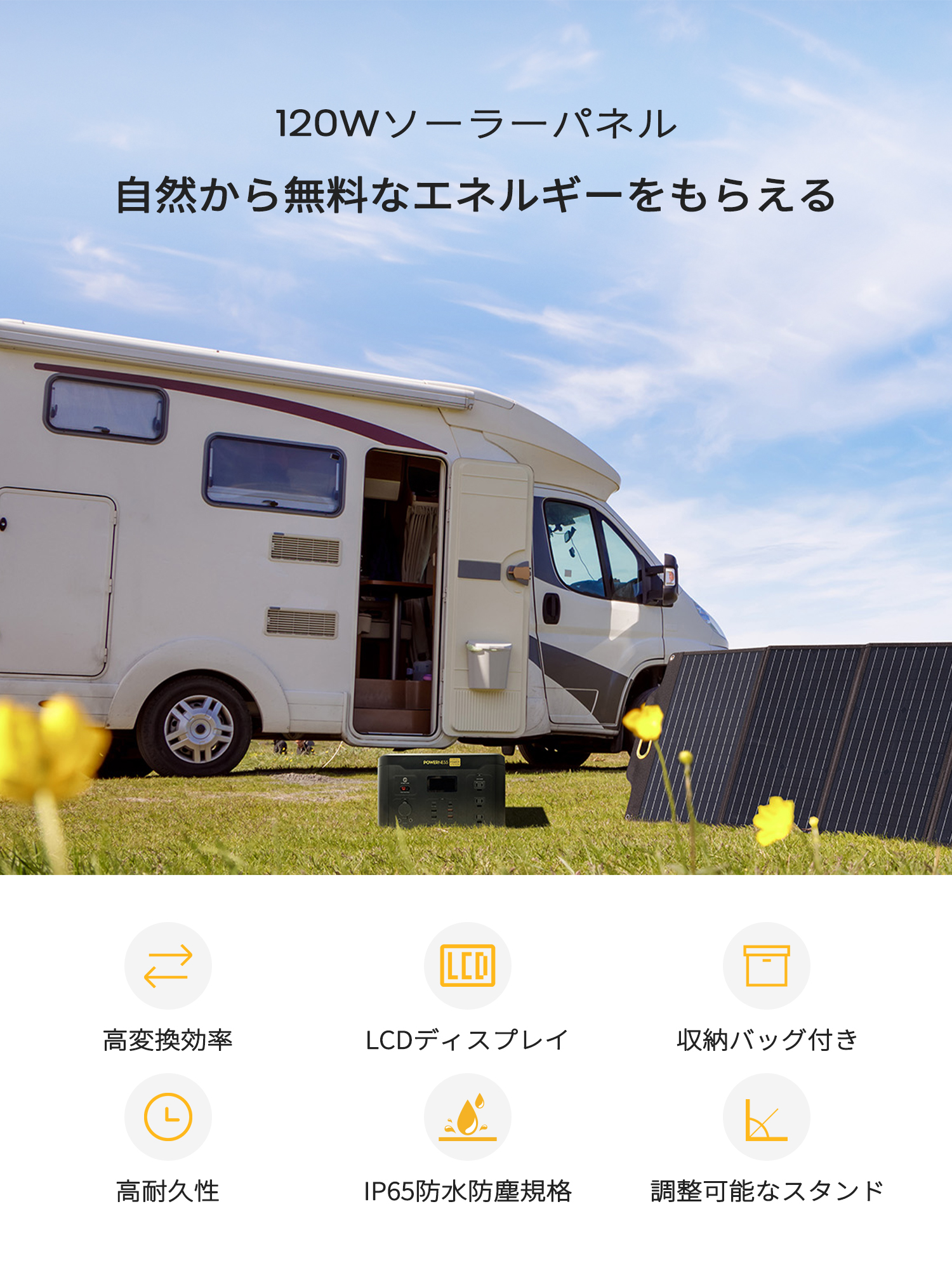 楽天市場】POWERNESS ソーラーパネル 120W 折り畳み式太陽光パネル