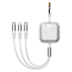 3in2 充電ケーブル巻き取り マルチ充電ケーブル タイプc×2 USB-A + USB-C to USB-C ケーブル PD対応100W/6A 巻き取り式充電ケーブル ライトニング/USB Type-C/マイクロUSBケーブル 同時充電 コンパクト POWER