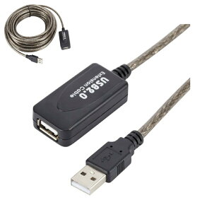 USB2.0延長ケーブル 信号増幅5m延長 オス/メス USB延長ケーブル エクステンダーUSB 転送安定 JL-USBEX5M