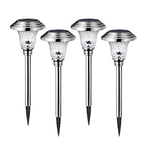 【4個セット】ソーラー充電 LEDガーデンライト 太陽光充電式 配線不要 防水IP65 最大8時間 5000K 12LM 自動点灯 JL-FGSLED1808S4