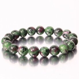 【厳選 一点物 10mm玉】ルビーインゾイサイト ブレスレット｜アニョライト Ruby Zoisite ルビー ブレスレット Bangle ブレスレッド Bracelet ブレス バングル 数珠 腕輪｜メンズ レディース パワーストーン 天然石 海外直輸入価格 ルビーインゾイサイト