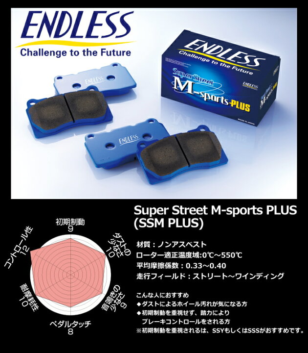 楽天市場】[EP357/EP291] ENDLESS SSM PLUS セット 車種限定フロント 