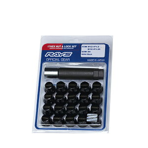 [74082000001BK] RAYS 17HEX���b�N&�i�b�g�Z�b�g(5�z�[���p) M12×1.25 BK(�u���b�N)