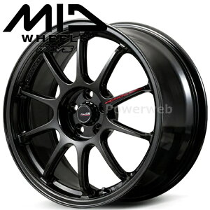 [�z�C�[���̂ݒP�i4�{�Z�b�g] MID RACING R10 EVO 17�C���`×7.5J PCD�F114.3 �����F5 �C���Z�b�g�F48 �u���b�N���^���b�N (BLM) �}���J�T�[�r�X