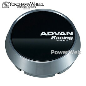 [V4830] YOKOHAMA WHEEL ADVAN Racing センターキャップ ミドル φ73 グロスブラック&ハイパーブラックリング +白文字(GB)