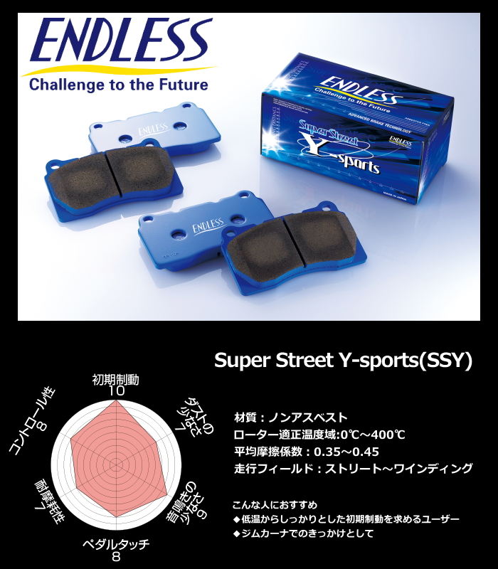 楽天市場】ENDLESS [EP510] SSY フロント ブレーキパッド マツダ