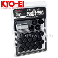 KYO-EI 0624B ブルロック&ナットセット 6穴車用 21HEX M12×P1.5 テーパー60° ブラック ロック4個/ナッ…