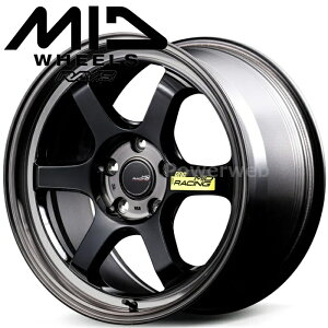 MID RACING R06 18�C���` 8.5J PCD:114.3 ����:5 inset:45 �u���b�N�N���A�|���b�V�� (BKP) �}���J�T�[�r�X [�z�C�[��1�{]