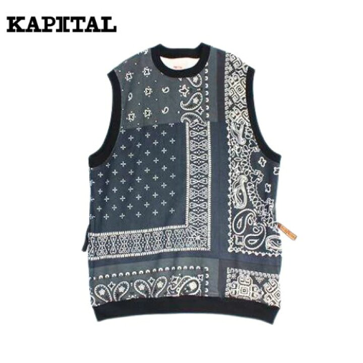 楽天市場】KAPITAL kapital 裏毛 バンダナ柄 BIGベスト K2303SC023 