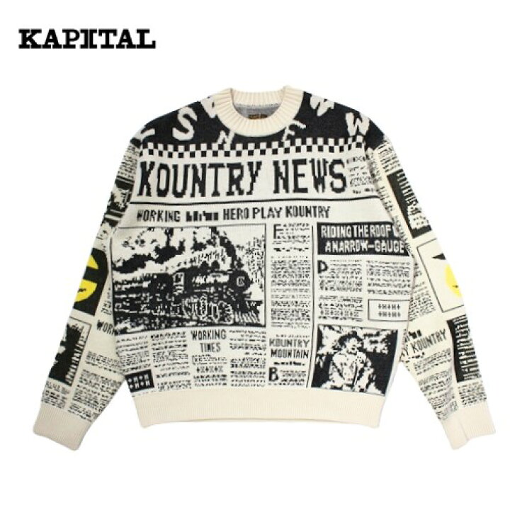 楽天市場】KAPITAL kapital 8G ニット NEWSPAPER 柄 クルーセーター 