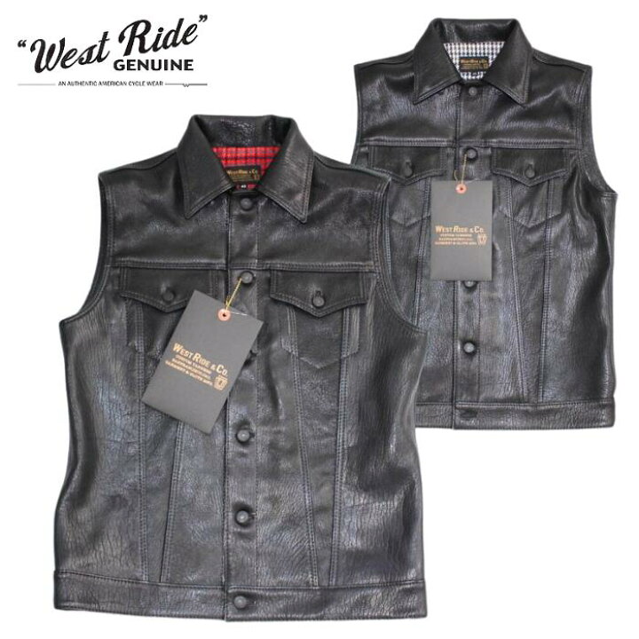 楽天市場】WEST RIDE ウエストライド DEAN BKG1 レザーベスト メンズ 