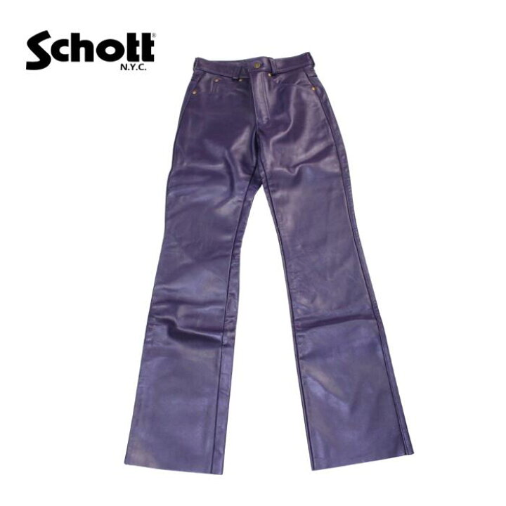 楽天市場】gm/SCHOTT レザーパンツ パープル GENUINE STEERHIDE 
