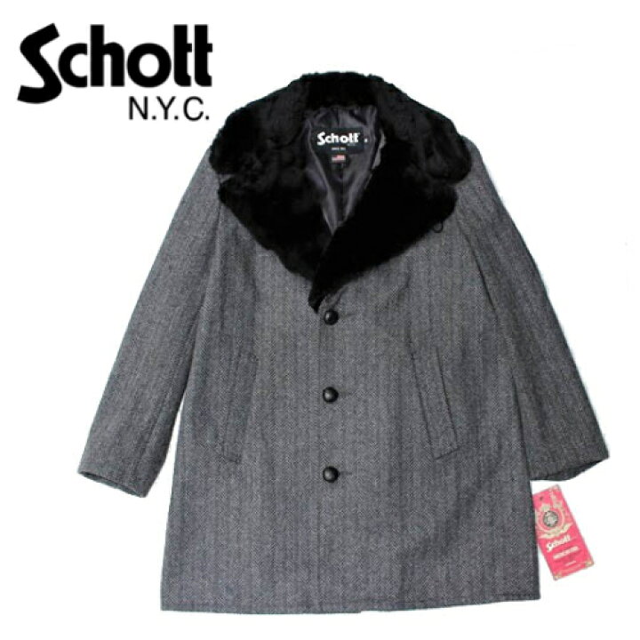 楽天市場】Schott ショット コート ウールコート メンズ ボア襟付き 