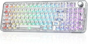 YUNZII X98 QMK/VIA�Ή� ���C�����X ���J�j�J���Q�[�~���O�L�[�{�[�h �����L�[�L���b�v 3���[�h�ڑ� BT5.0/2.4GHz/USB-C �z�b�g�X���b�v�\ �����ς݃X�C�b�` �K�X�P�b�g�\�� RGB�o�b�N���C�g �m�u�t