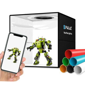 PULUZ 30cm 撮影ボックス 折りたたみ式 120個LEDs 10段階調光 6色背景 物撮り商品撮影ブース USB給電 小物・ジュエリーに最適