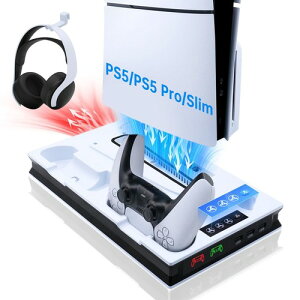 Mcbazel PS5/PS5 Slim/PS5 Pro�Ή� �c�u���X�^���h ��p�t�@���t�� 3�i�K���ʒ��� �R���g���[���[2�䓯���[�d �z���C�g