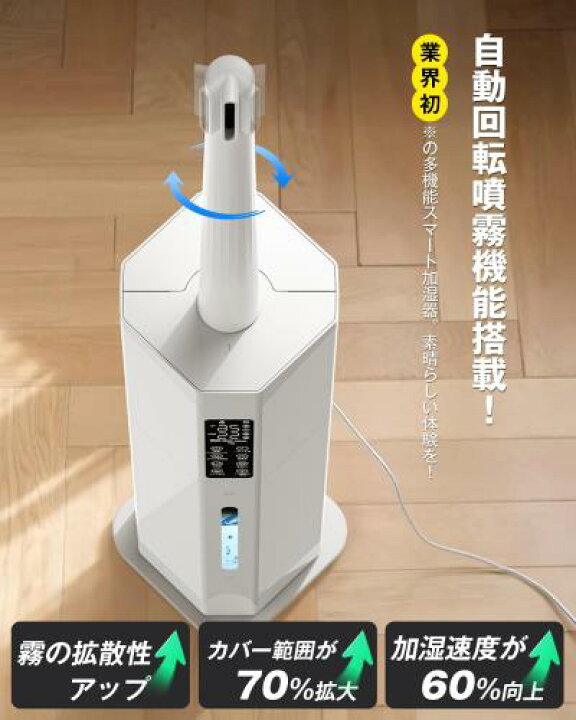 楽天市場】Yutogen 加湿器 大容量 9L 2025新機能 自動首振り＆加熱 