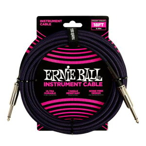 ERNIE BALL 6395 �y��p�V�[���h�P�[�u�� 18�t�B�[�g BRAIDED INSTRUMENT CABLE 5.49m �p�[�v���E�u���b�N