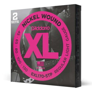 D'Addario �_�_���I �x�[�X�� �j�b�P�� Long Scale 5�� .045-.130 EXL170-5TP 2set�p�b�N