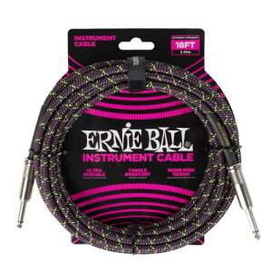 ERNIE BALL 6431 �y��p�V�[���h�P�[�u�� 18�t�B�[�g BRAIDED INSTRUMENT CABLE 5.49m �p�[�v���E�p�C�\��