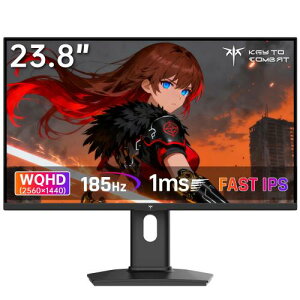 KEY TO COMBAT 24�C���` �Q�[�~���O���j�^�[ WQHD(2560x1440) Fast IPS/185Hz/1ms sRGB127% 400cd/m2 HDR400 ��E3 ��u���[���C�g �t���b�J�[�t���[ Adaptive sync HDMI2.0×2 DP1.4×1 USB2.0*1 3�N�ۏ� �`���g�E�c��]�E���~��