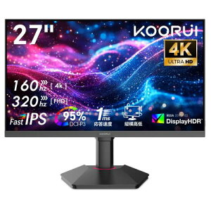 KOORUI �Q�[�~���O���j�^�[ 27�C���` 4K���j�^�[ �f���A���𑜓x(4K@160Hz/FHD@320Hz) �f�B�X�v���CIPS�p�l�� �c����],��������/HDR 400/�u���[���C�g�y��/VESA�Ή�,G2741L