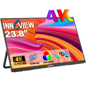 InnoView ���o�C�����j�^�[ 23.8�C���` 4K ���o�C���f�B�X�v���C UHD(3840*2160) 100%sRGB 60Hz �|�[�^�u�����j�^�[ ���� �Q�[�~���O���j�^�[ IPS�t���p�l�� ����� HDR���[�h FreeSync �u���[���C�g�@�\ Ty
