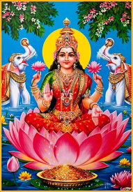 インドの神様 ラクシュミー神お守りカード×1枚[003]India God【Laxmi】Small Card (Charm)【美】【富】【豊穣】【幸運】【純粋】【スピリチュアリティ】