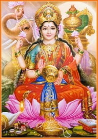インドの神様 ラクシュミー神お守りカード×1枚[004]India God【Laxmi】Small Card (Charm)【美】【富】【豊穣】【幸運】【純粋】【スピリチュアリティ】