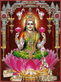 インドの神様 ラクシュミー神お守りカード×1枚[005]India God【Laxmi】Small Card (Charm)【美】【富】【豊穣】【幸運】【純粋】【スピリチュアリティ】