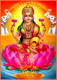 インドの神様 ラクシュミー神お守りカード×1枚[006]India God【Laxmi】Small Card (Charm)【美】【富】【豊穣】【幸運】【純粋】【スピリチュアリティ】