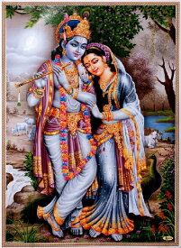 インドの神様 クリシュナ＆ラーダのお守りカード(小)×1枚[001]India God【krishna＆radha】Small Card(charm) 【神聖】【知】【愛】【美】【魅力】【魅了】【お守り】