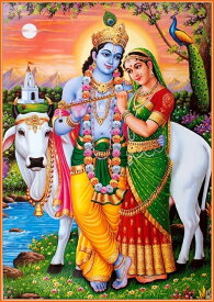 インドの神様 クリシュナ＆ラーダのお守りカード(小)×1枚[008]India God【krishna＆radha】Small Card(charm) 【神聖】【知】【愛】【美】【魅力】【魅了】【お守り】