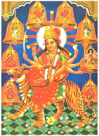 インドの神様 ドゥルガー神お守りカード×1枚[002]India God【Durga】Small Card (Charm)【戦い】【破壊】【殺戮】【討伐】【戦争】【勝利】【正義】【新生】