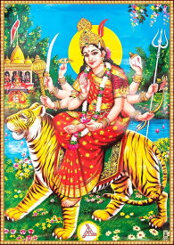 インドの神様 ドゥルガー神お守りカード×1枚[009]India God【Durga】Small Card (Charm)【戦い】【破壊】【殺戮】【討伐】【戦争】【勝利】【正義】【新生】