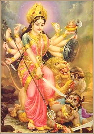インドの神様 ドゥルガー神お守りカード×1枚[013]India God【Durga】Small Card (Charm)【戦い】【破壊】【殺戮】【討伐】【戦争】【勝利】【正義】【新生】