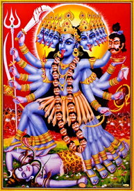 インドの神様 カーリー神お守りカード×1枚[004]India God【Kali】Small Card (Charm)【黒】【黒色】【黒き者】【黒き母】【時】【時間】【血】【殺戮】【破壊】