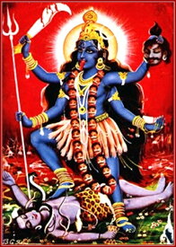 インドの神様 カーリー神お守りカード×1枚[005]India God【Kali】Small Card (Charm)【黒】【黒色】【黒き者】【黒き母】【時】【時間】【血】【殺戮】【破壊】