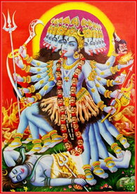 インドの神様 カーリー神お守りカード×1枚[007]India God【Kali】Small Card (Charm)【黒】【黒色】【黒き者】【黒き母】【時】【時間】【血】【殺戮】【破壊】