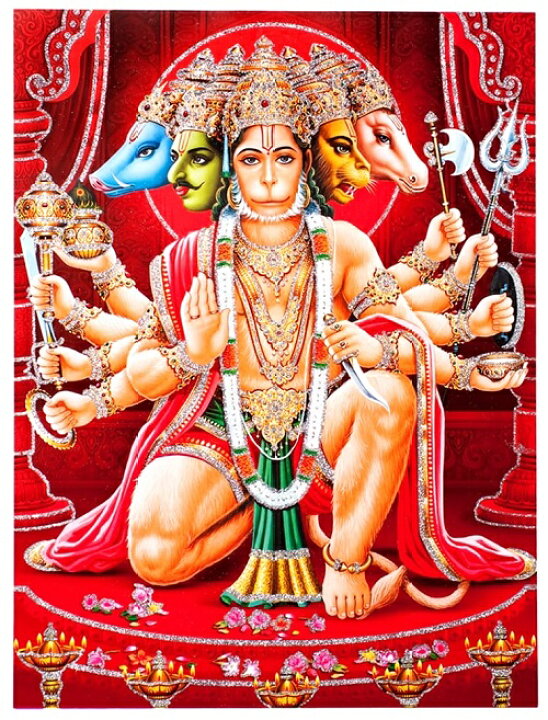 楽天市場 インドの神様 ハヌマーン神お守りカード 1枚 005 India God Hanuman Small Card Charm 猿の神 風の神 戦いの神 インド風水アイテムのｐｒａｎａ