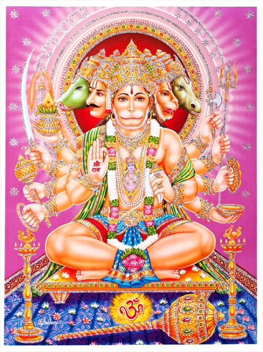 楽天市場 インドの神様 ハヌマーン神お守りカード 1枚 010 India God Hanuman Small Card Charm 猿の神 風の神 戦いの神 インド風水アイテムのｐｒａｎａ
